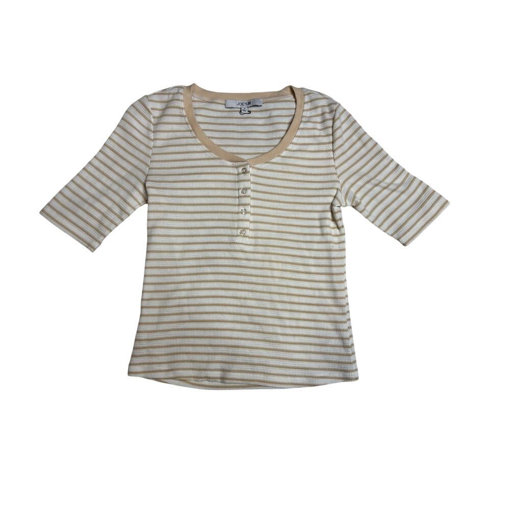 Joe’s Jeans Striped Ribbed Henley Knit Top SZ M